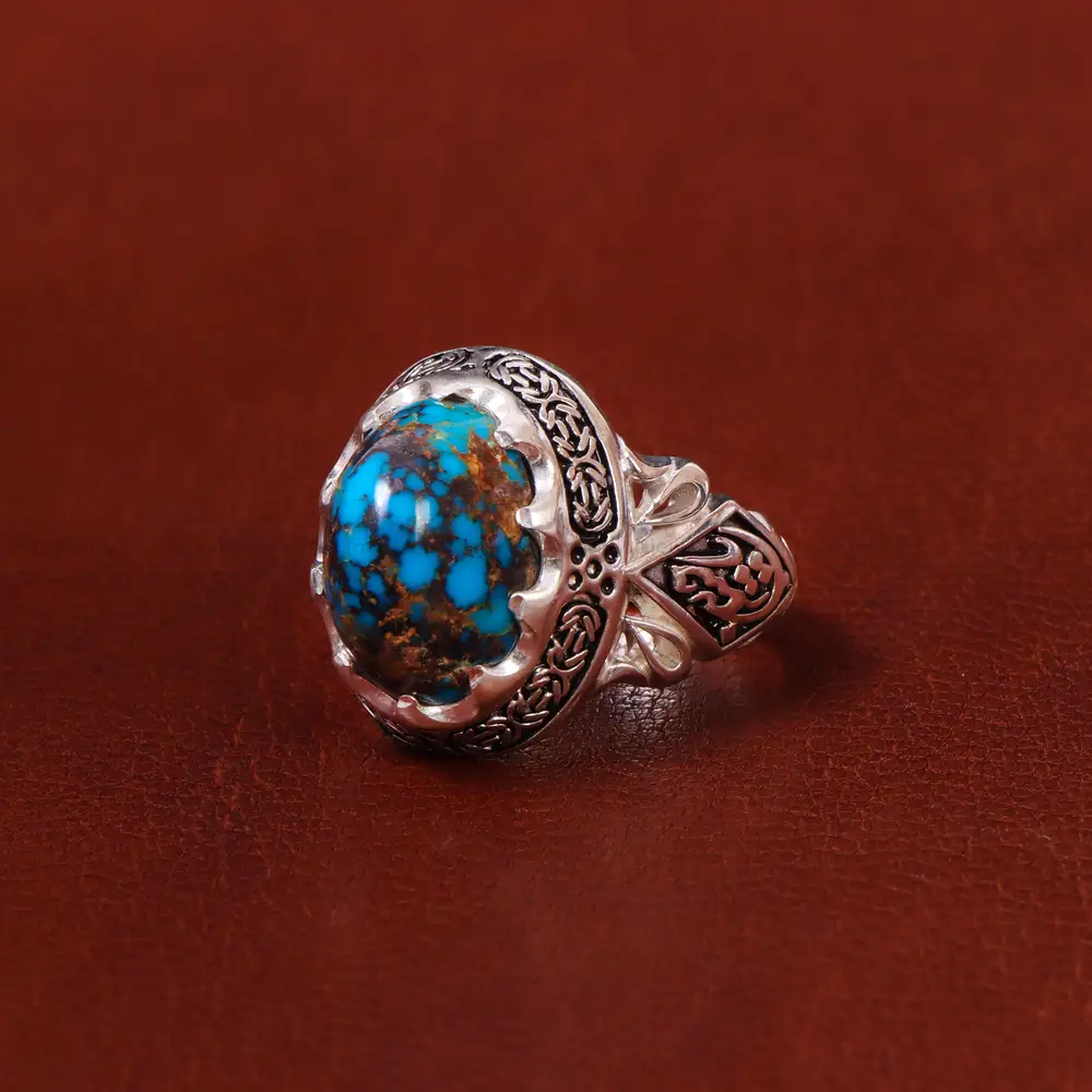 انگشتر فیروزه شجری مردانه کد 18594