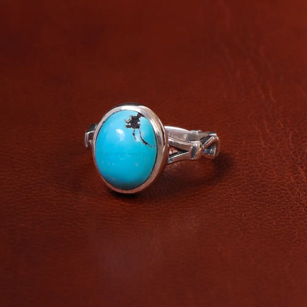 انگشتر فیروزه عجمی مردانه کد 18622