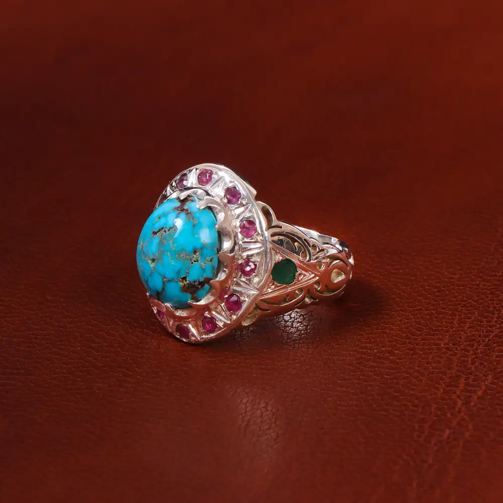 انگشتر فیروزه شجری مردانه کد 18628