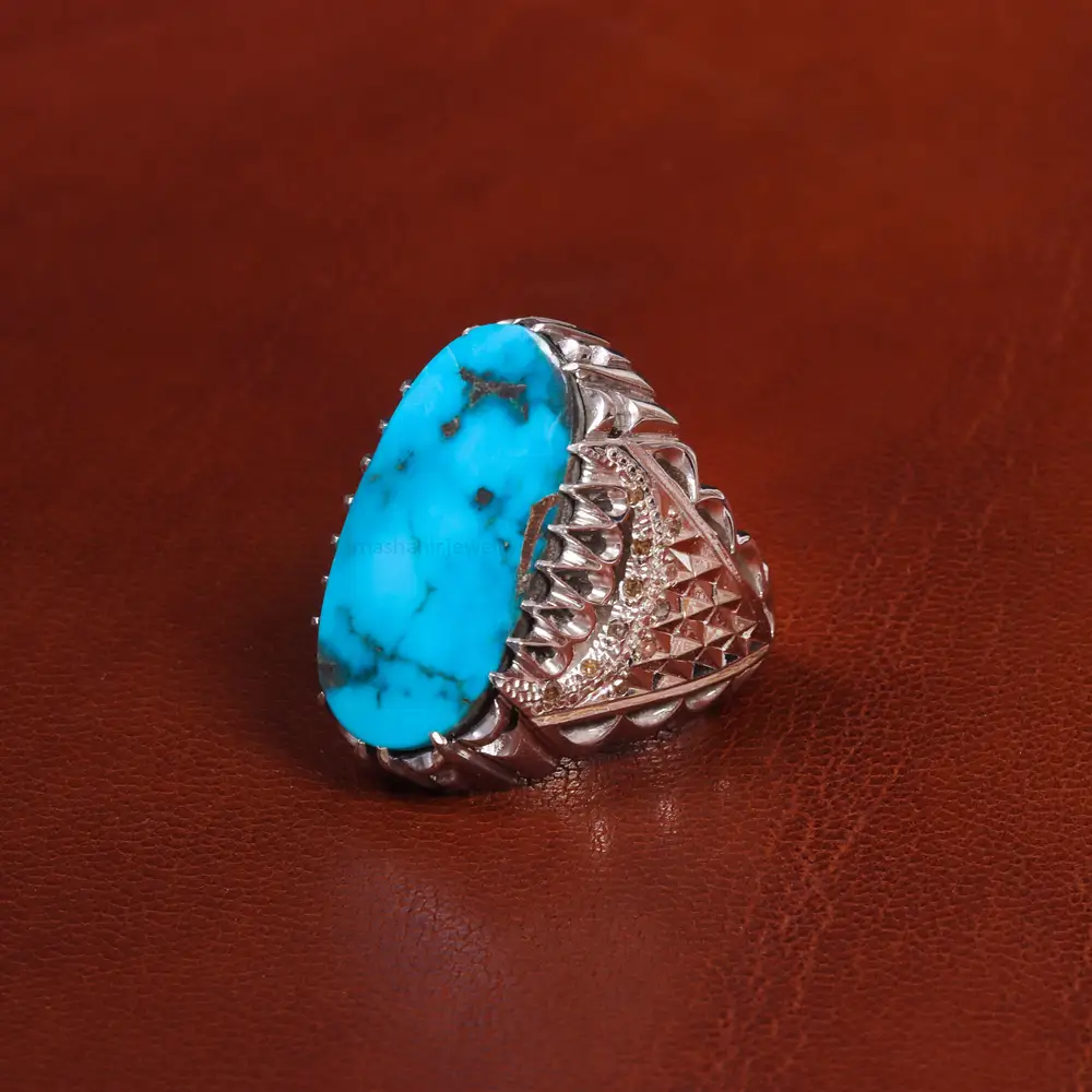 انگشتر فیروزه شجری مردانه کد 18710