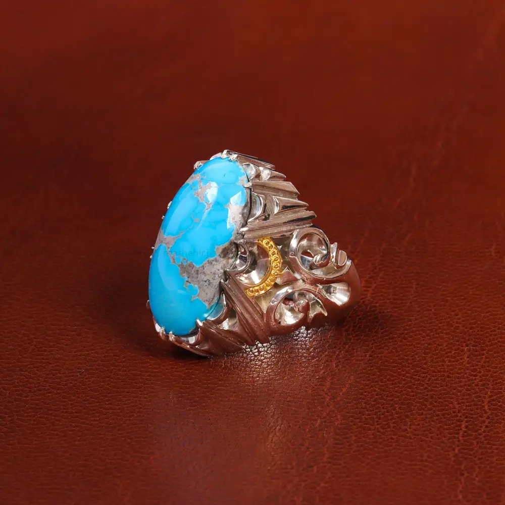 انگشتر فیروزه شجری مردانه کد 18730