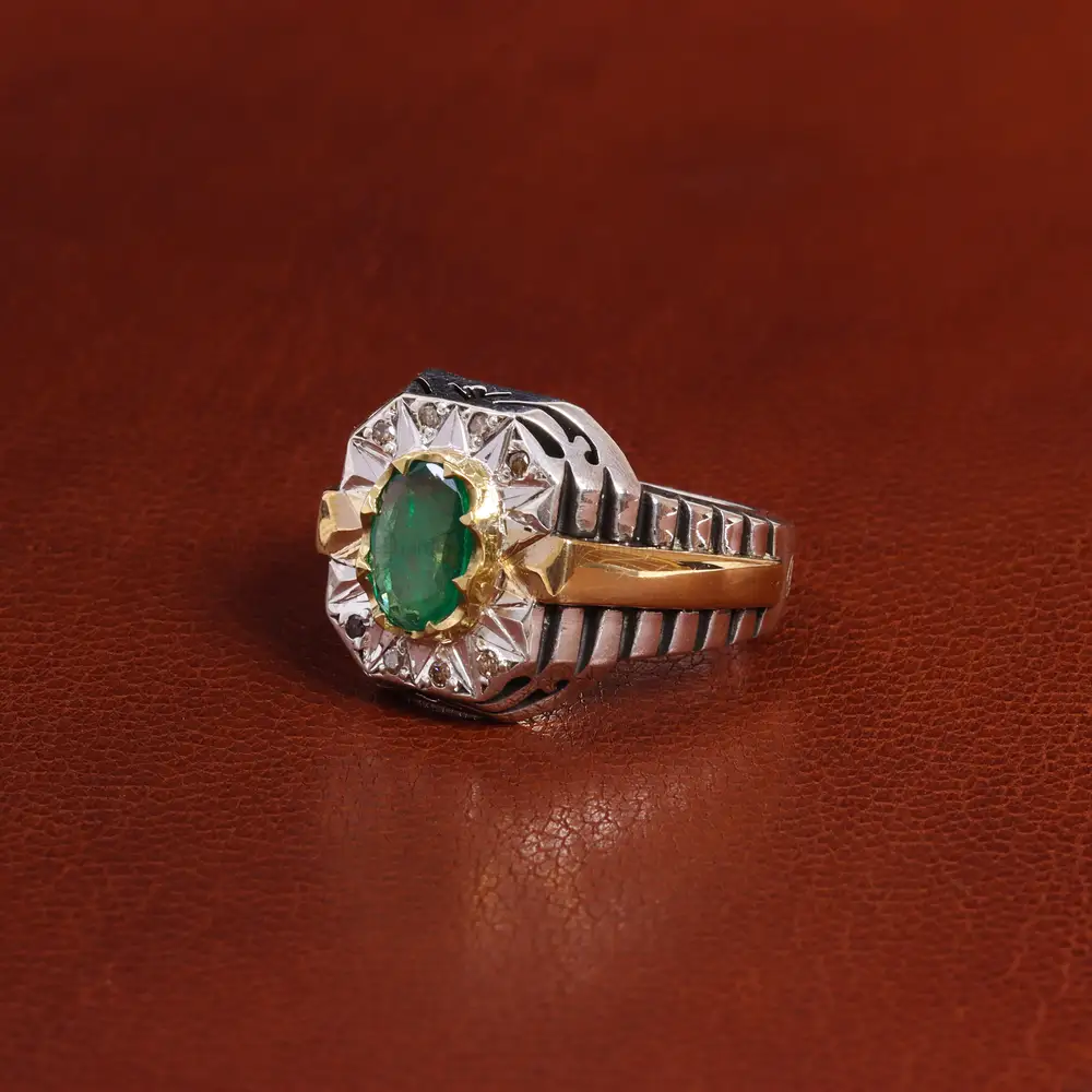 انگشتر زمرد مردانه کد 18773