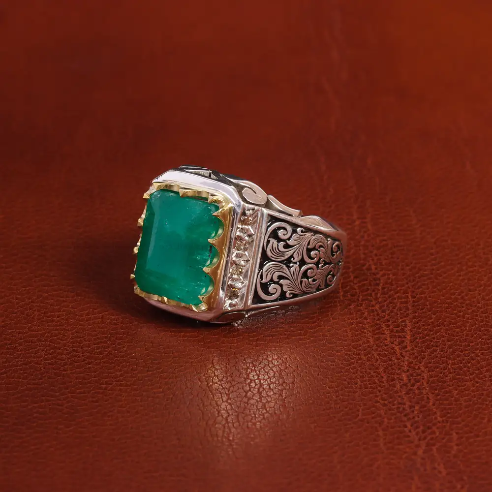 انگشتر زمرد مردانه کد 18788