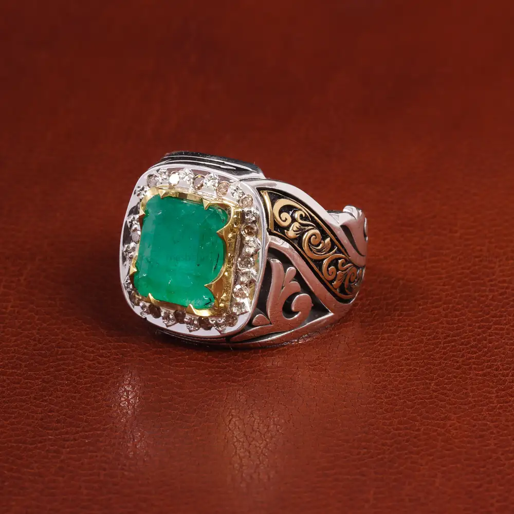 انگشتر زمرد مردانه کد 18799