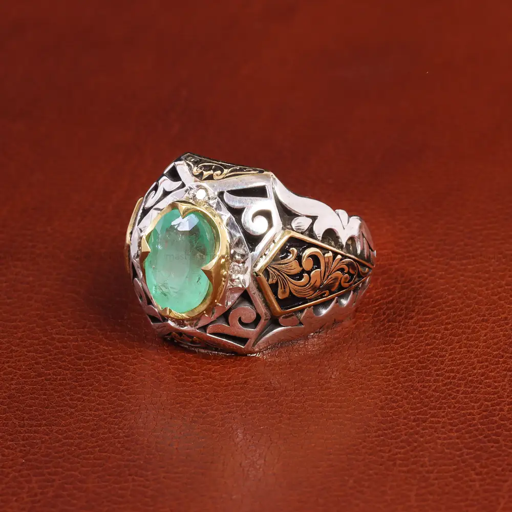 انگشتر زمرد مردانه کد 18801