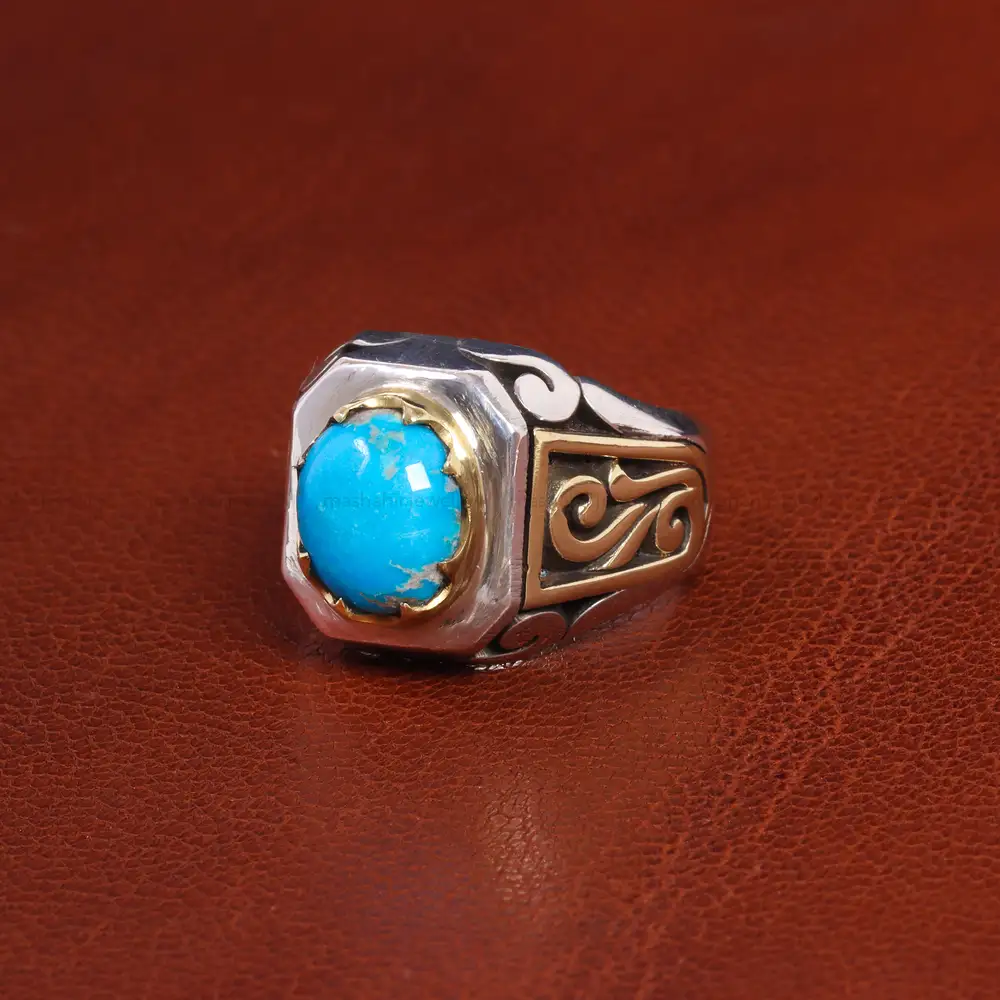 انگشتر فیروزه شجری مردانه کد 18831