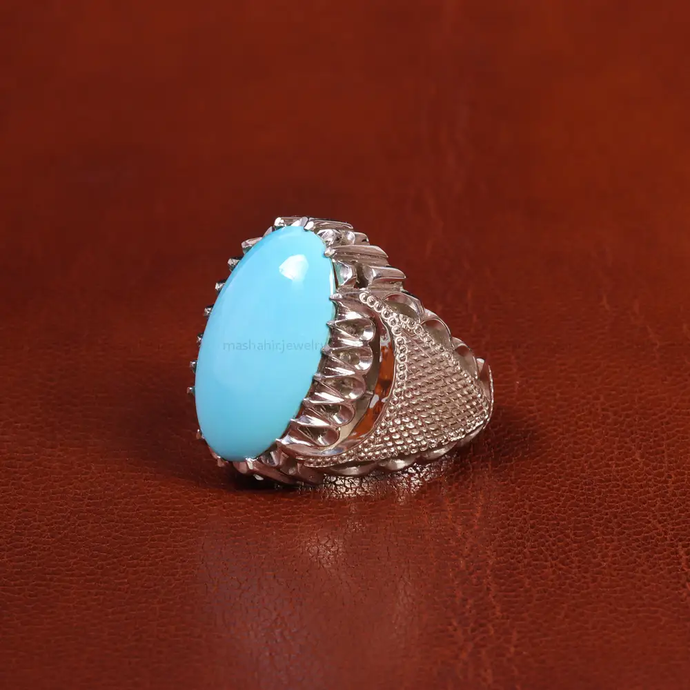 انگشتر فیروزه عجمی مردانه کد 18844