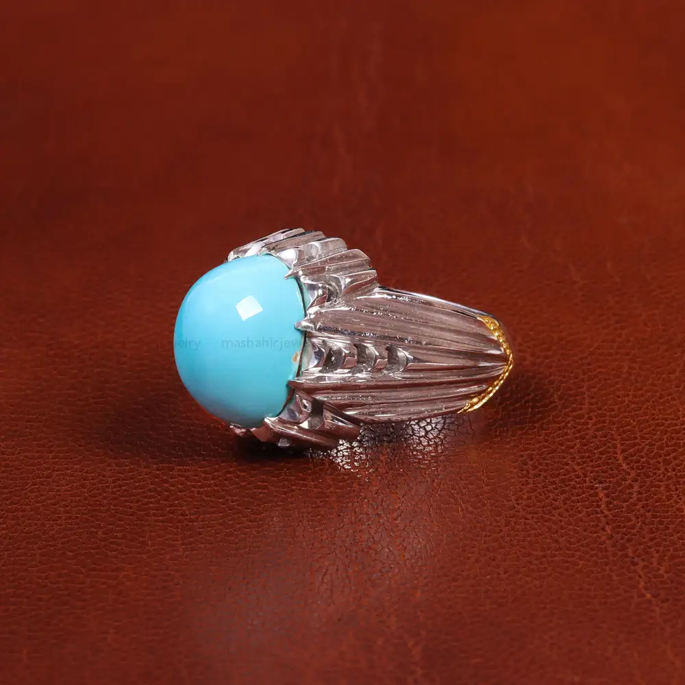 انگشتر فیروزه عجمی مردانه کد 18851