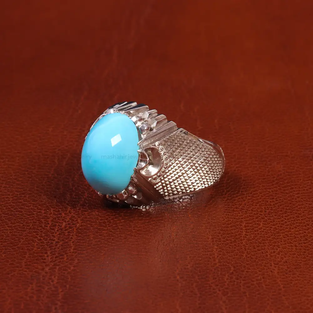 انگشتر فیروزه عجمی مردانه کد 18852
