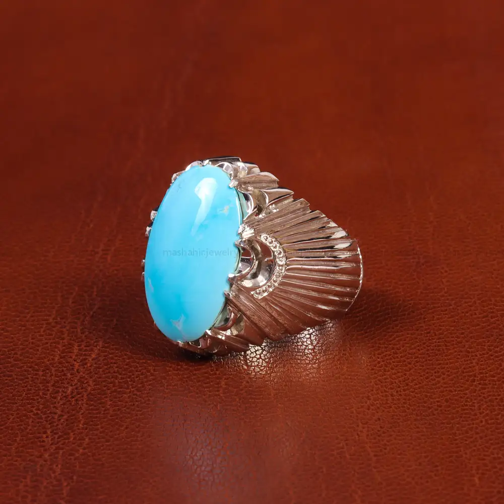 انگشتر فیروزه عجمی مردانه کد 18854