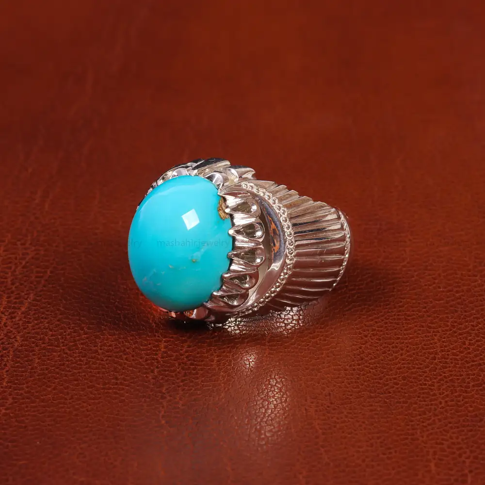 انگشتر فیروزه عجمی مردانه کد 18855