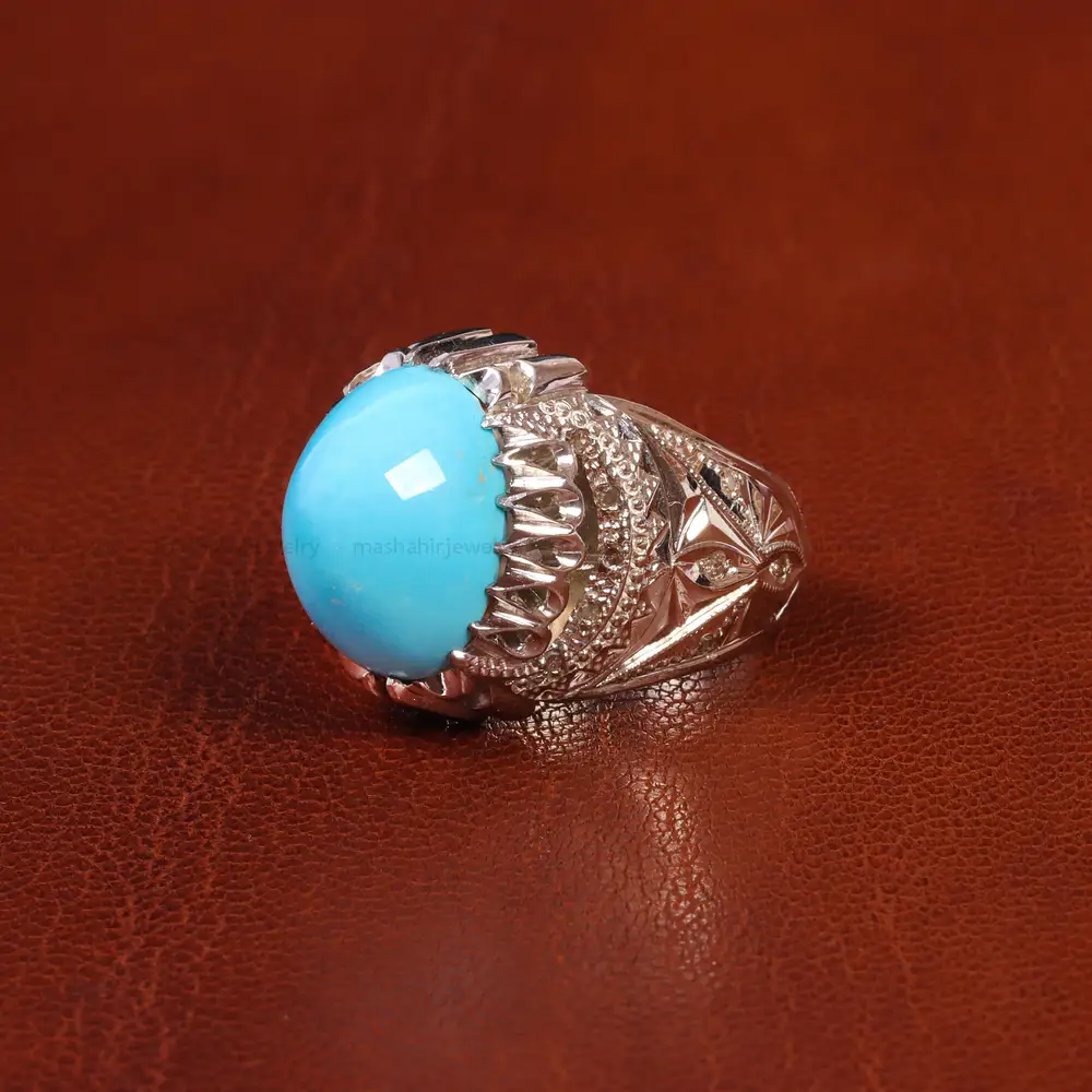 انگشتر فیروزه عجمی مردانه کد 18856