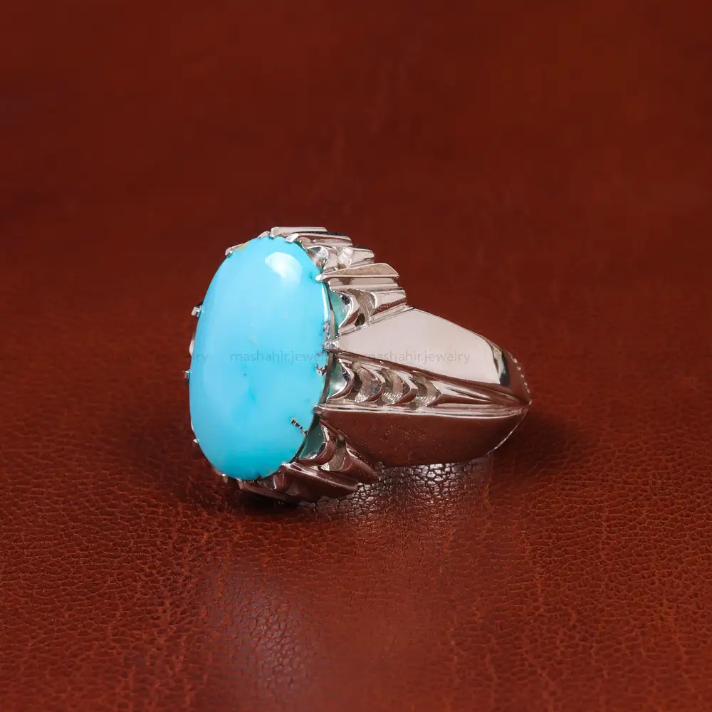 انگشتر فیروزه عجمی مردانه کد 18857