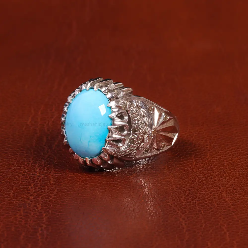 انگشتر فیروزه عجمی مردانه کد 18859