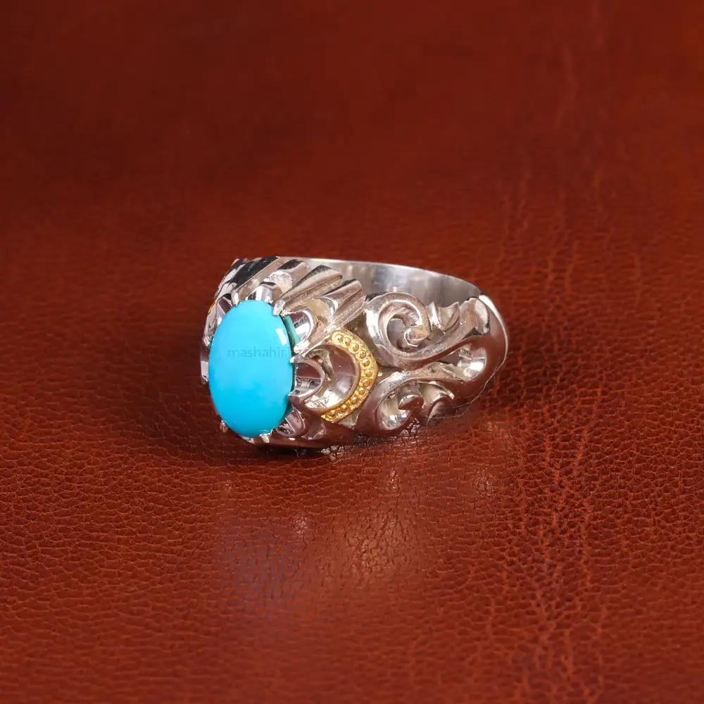 انگشتر فیروزه عجمی مردانه کد 18882