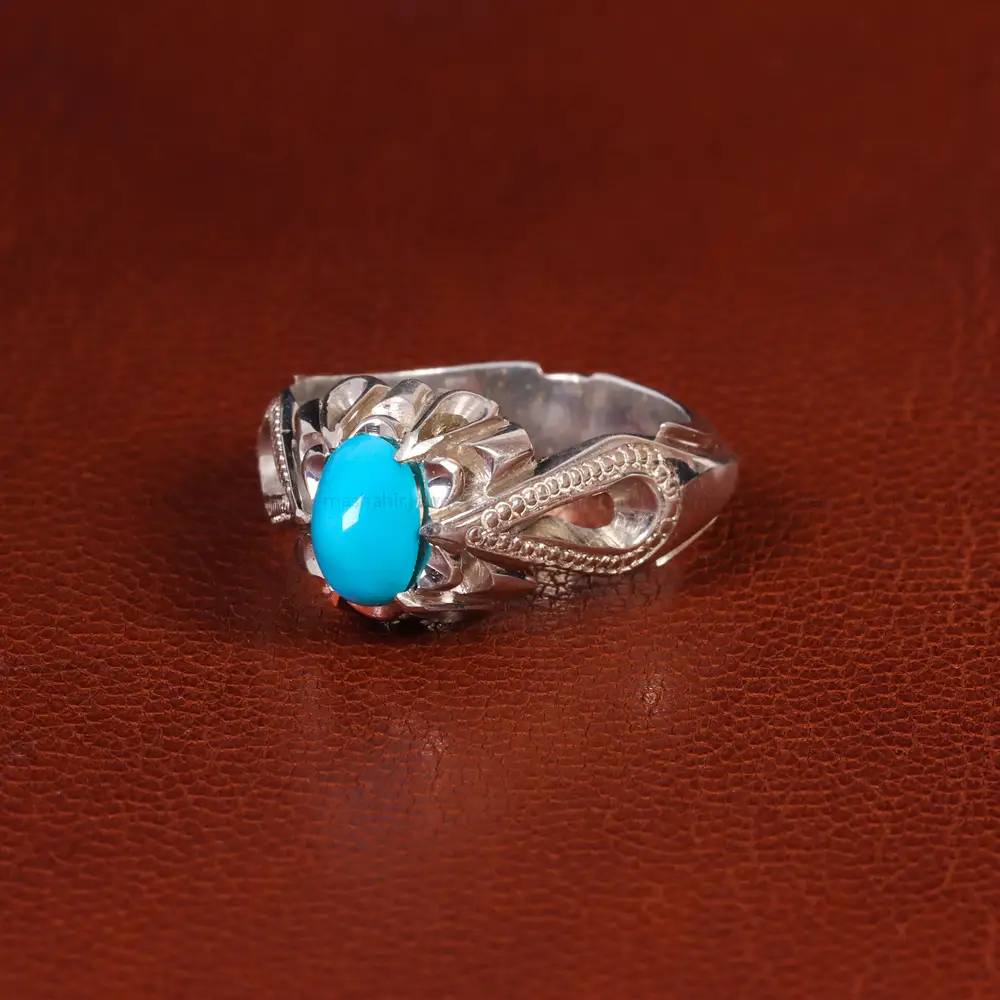 انگشتر فیروزه عجمی مردانه کد 18896