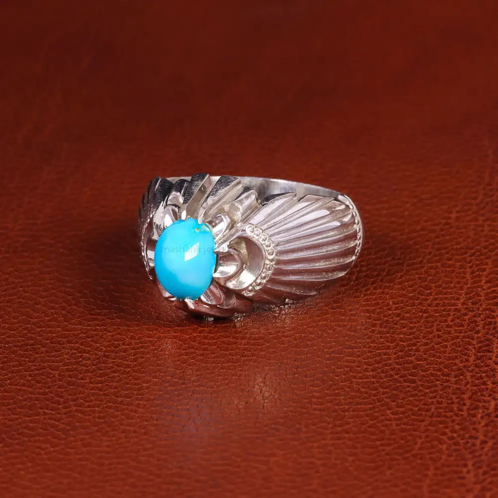 انگشتر فیروزه عجمی مردانه کد 18902