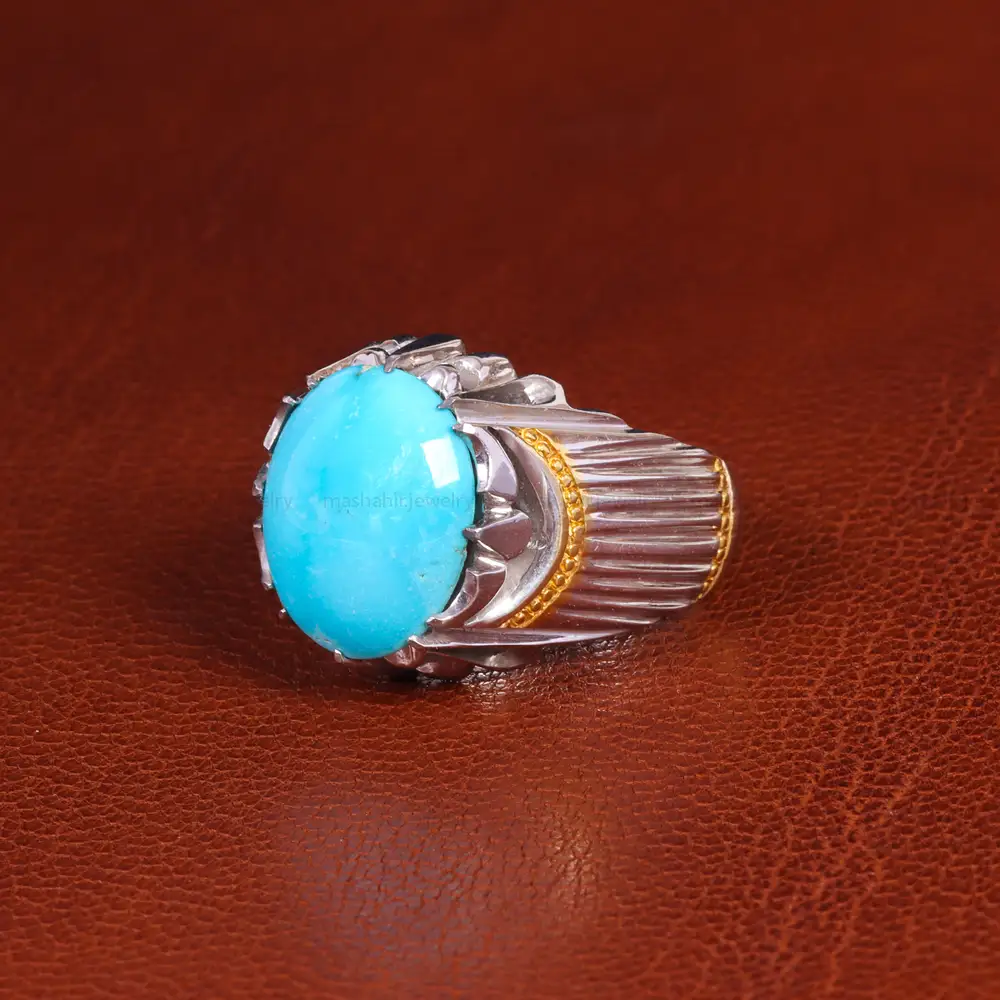 انگشتر فیروزه عجمی مردانه کد 18905