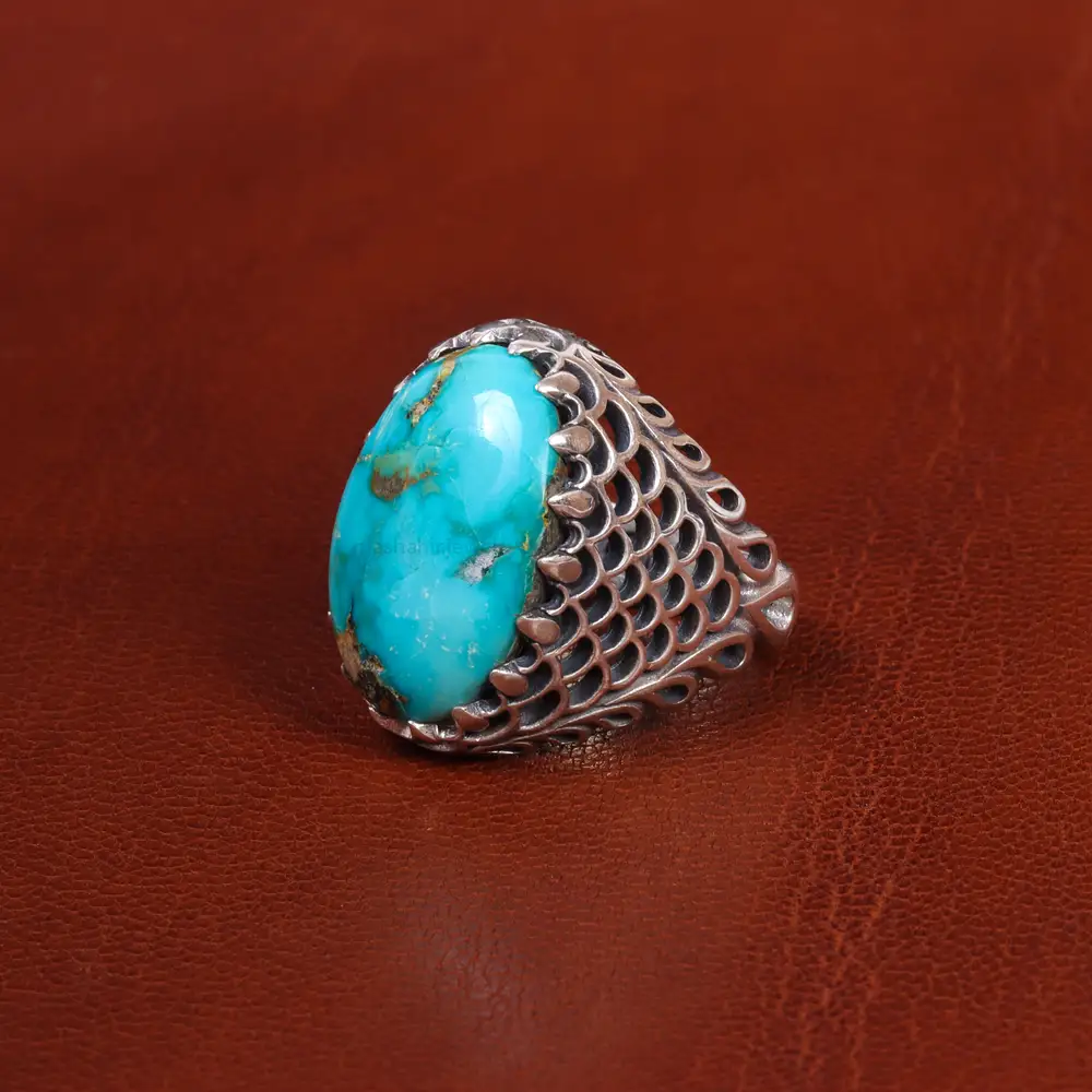 انگشتر فیروزه شجری مردانه کد 18909