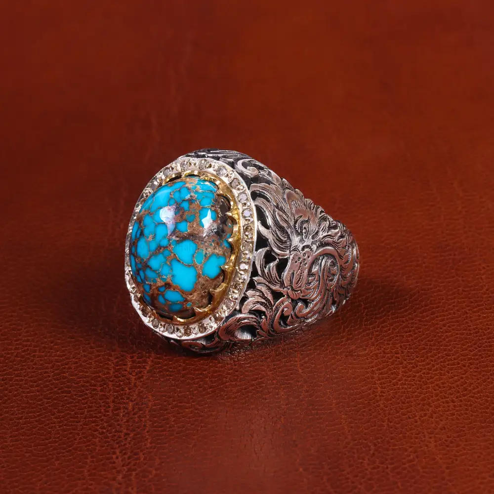 انگشتر فیروزه شجری مردانه کد 18992