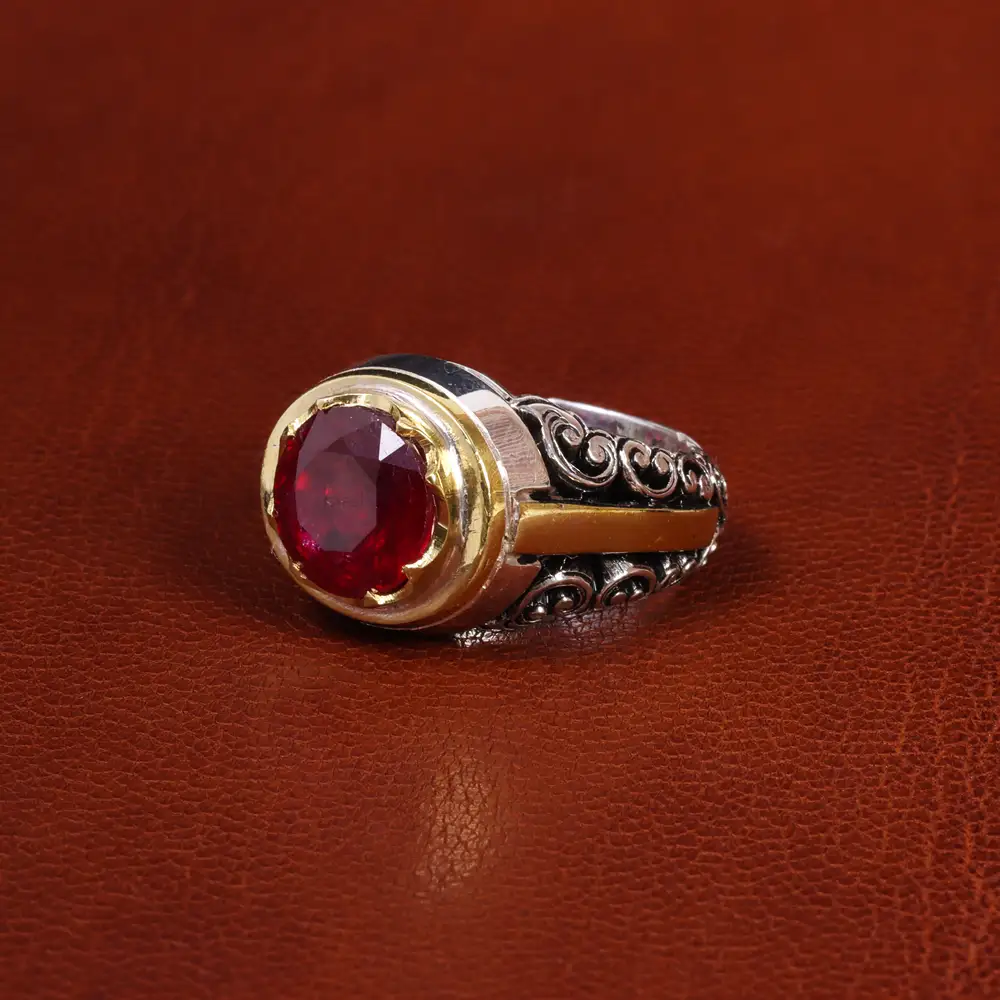 انگشتر یاقوت سرخ مردانه کد 19312