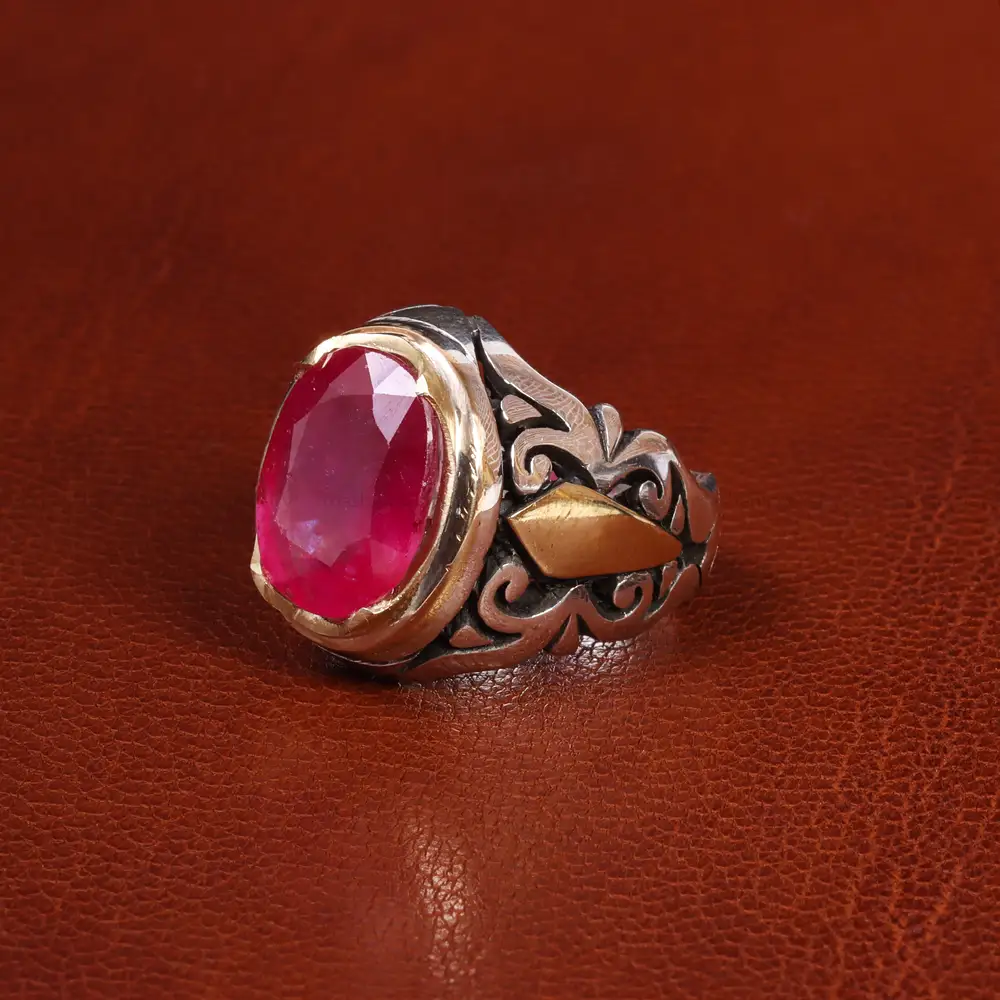 انگشتر یاقوت سرخ مردانه کد 19313