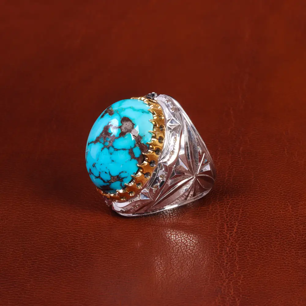 انگشتر فیروزه شجری مردانه کد 19317