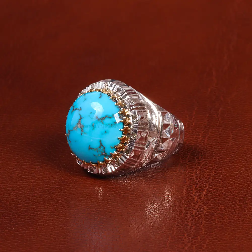 انگشتر فیروزه شجری مردانه کد 19318