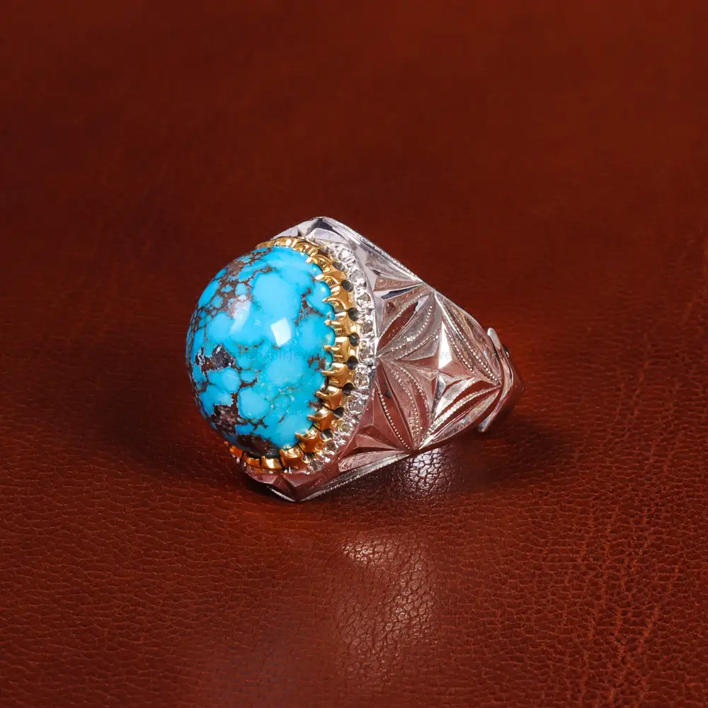 انگشتر فیروزه شجری مردانه کد 19319