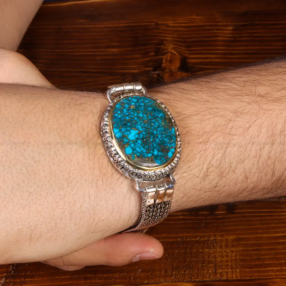 دستبند فیروزه مردانه کد 19327