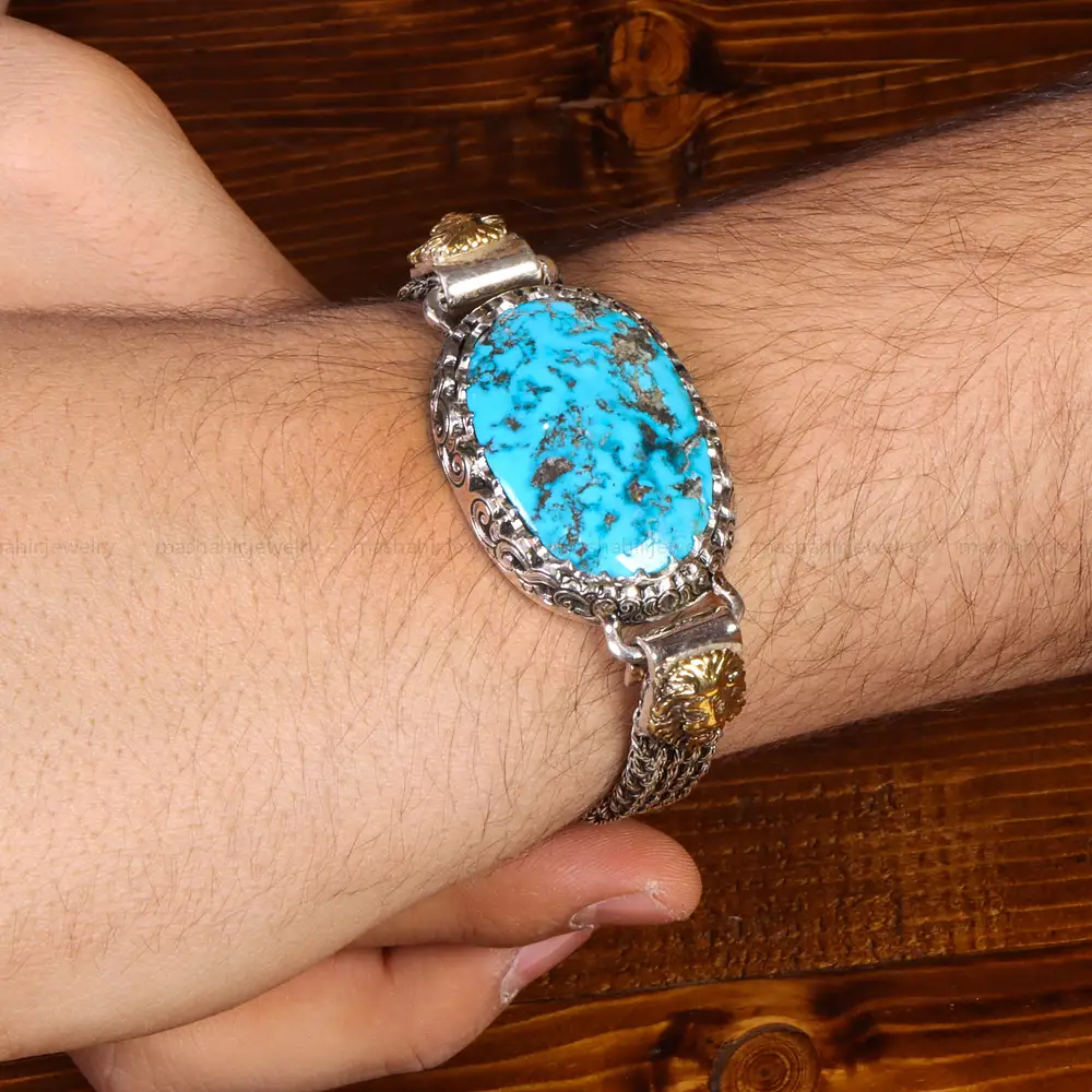 دستبند فیروزه مردانه کد 19329