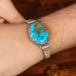 دستبند فیروزه مردانه کد 19330