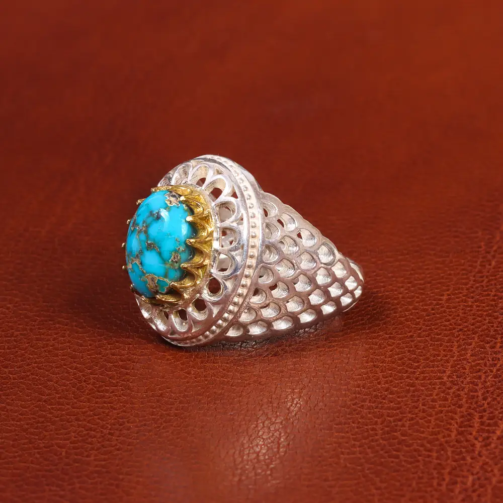 انگشتر فیروزه شجری مردانه کد 19340