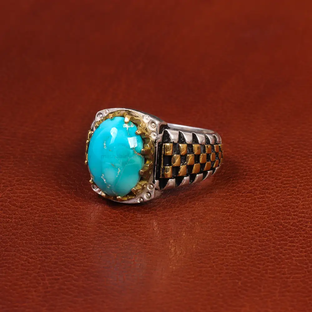 انگشتر فیروزه شجری مردانه کد 19348