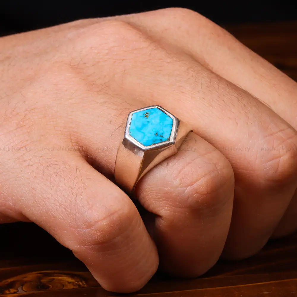 انگشتر فیروزه شجری مردانه کد 18400