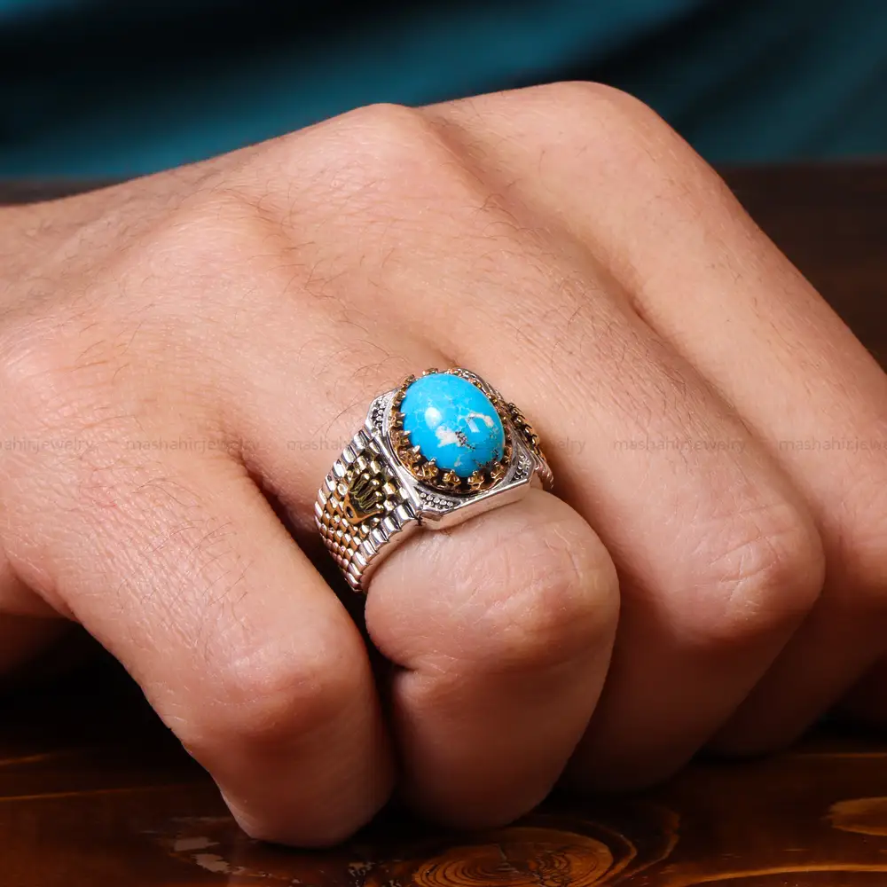 انگشتر فیروزه شجری مردانه کد 18586