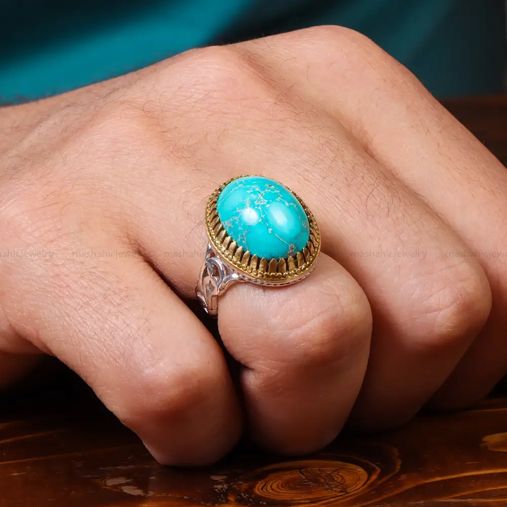 انگشتر فیروزه شجری مردانه کد 18608