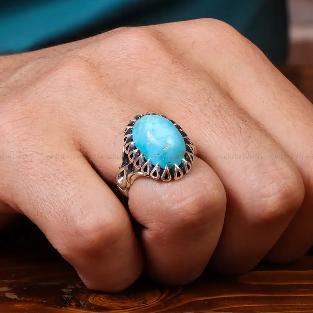 انگشتر فیروزه شجری مردانه کد 18613