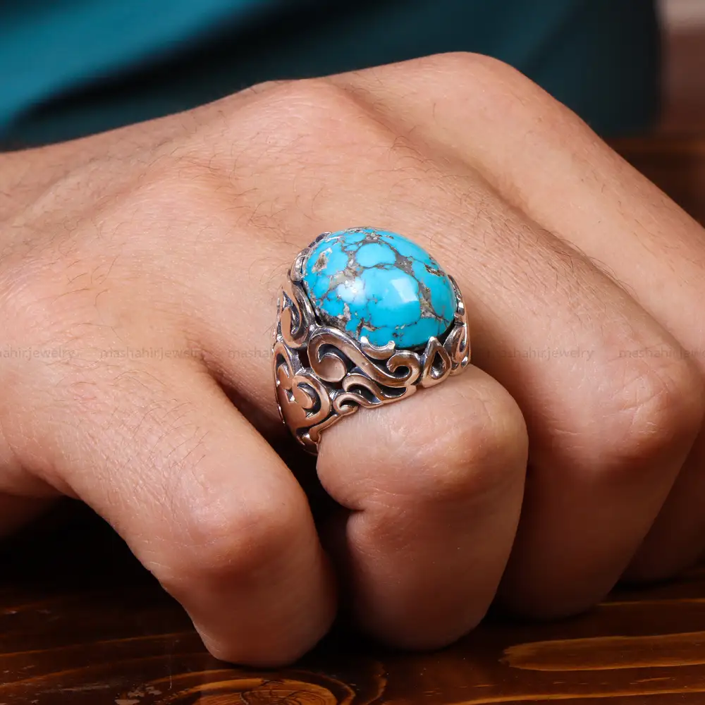 انگشتر فیروزه شجری مردانه کد 18616