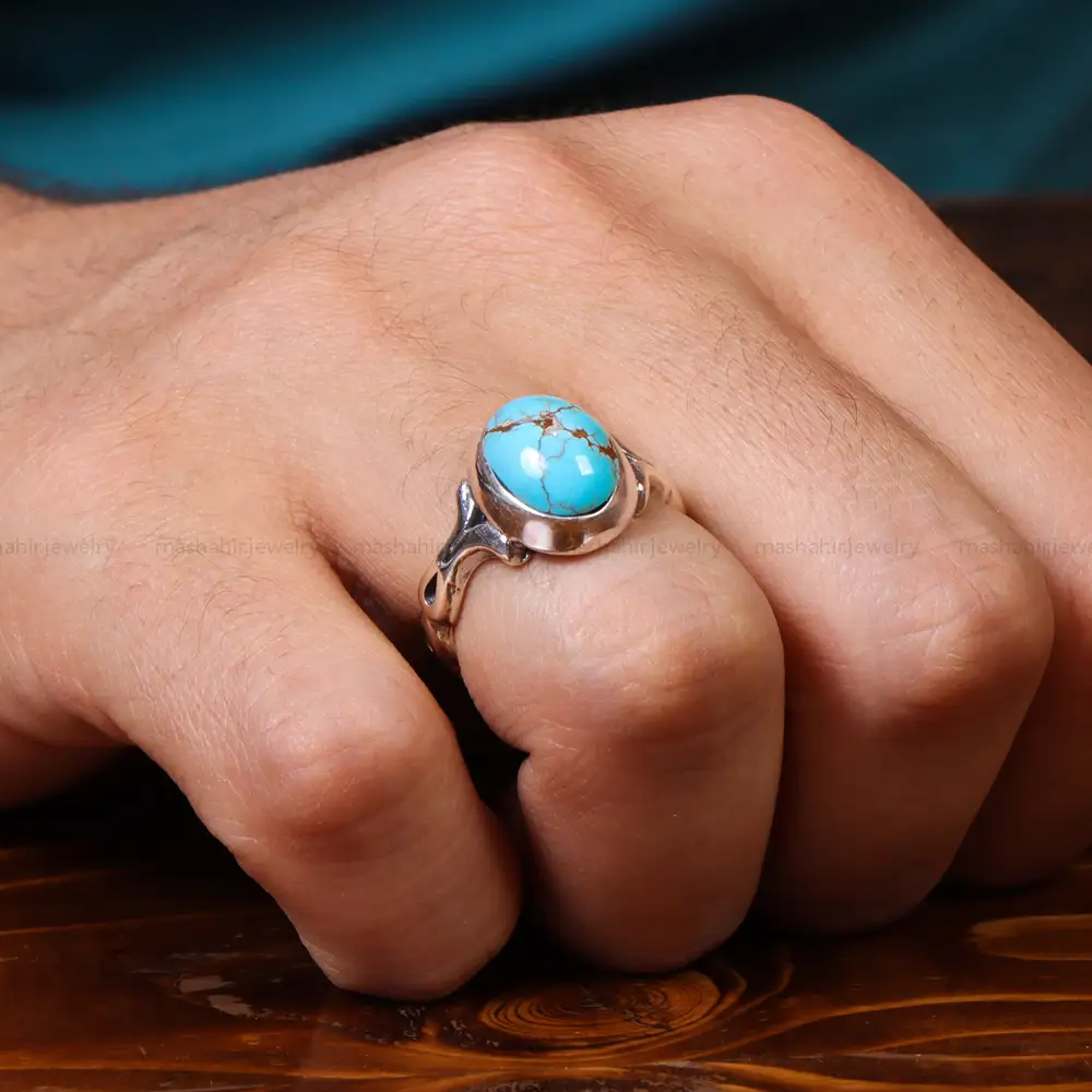 انگشتر فیروزه شجری مردانه کد 18620