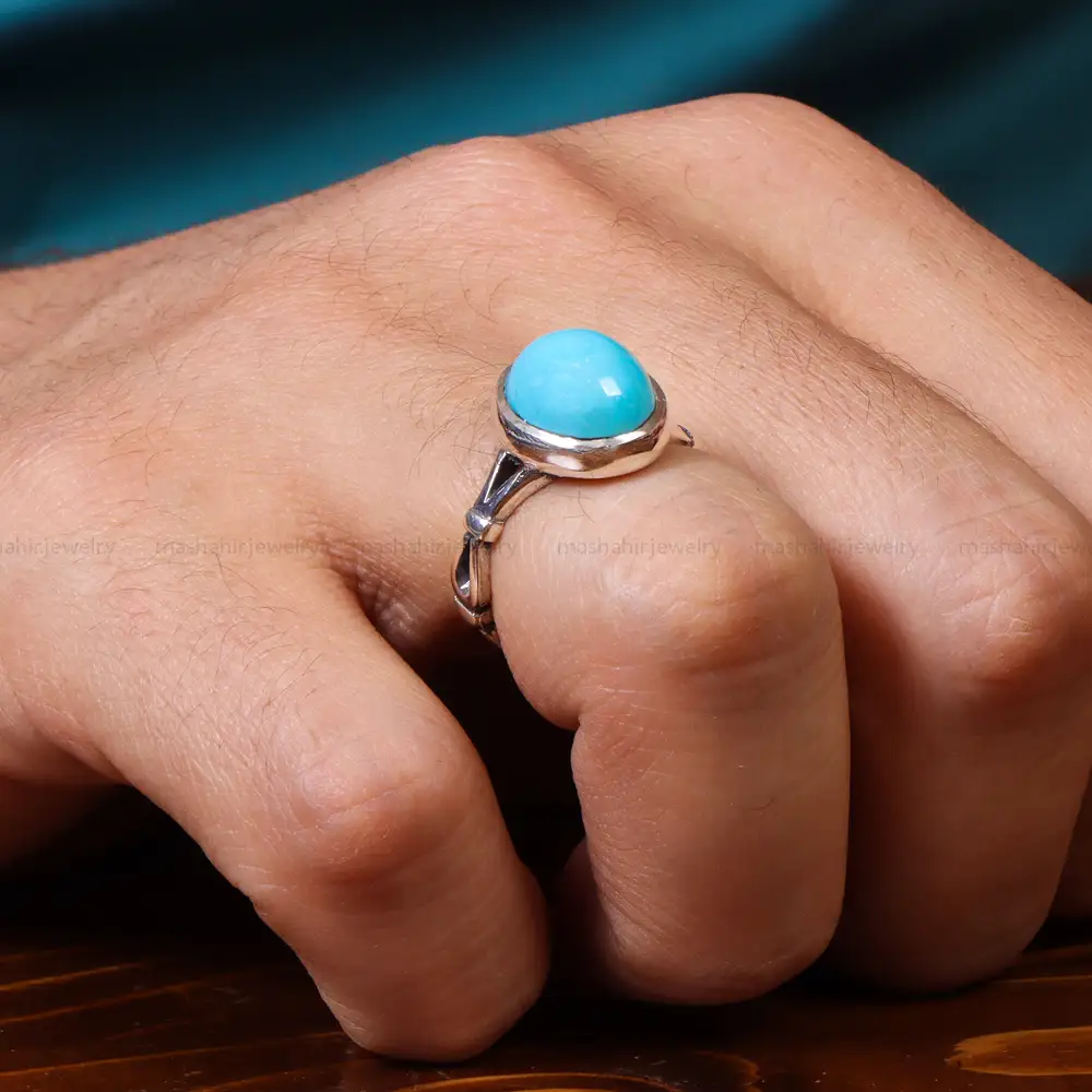 انگشتر فیروزه عجمی مردانه کد 18622