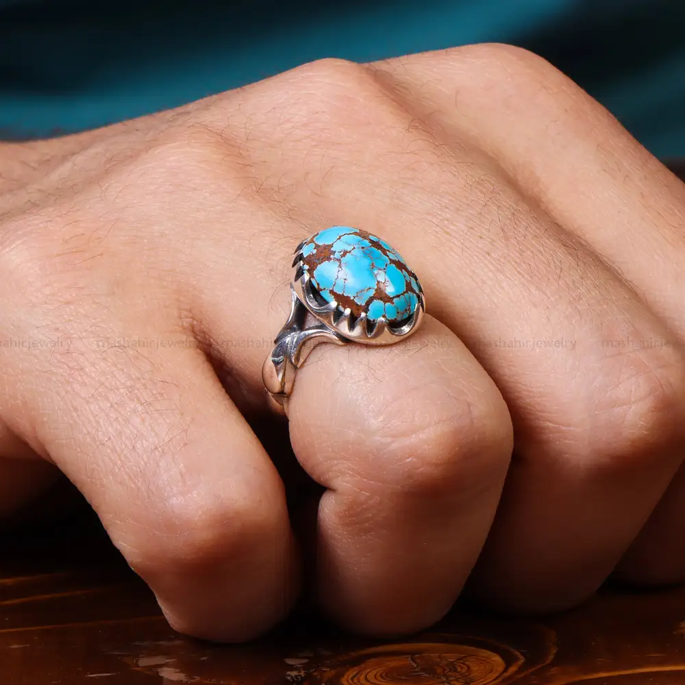 انگشتر فیروزه شجری مردانه کد 18624