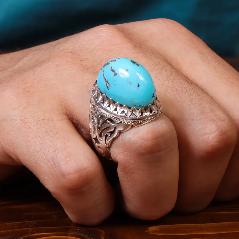 انگشتر فیروزه شجری مردانه کد 18632