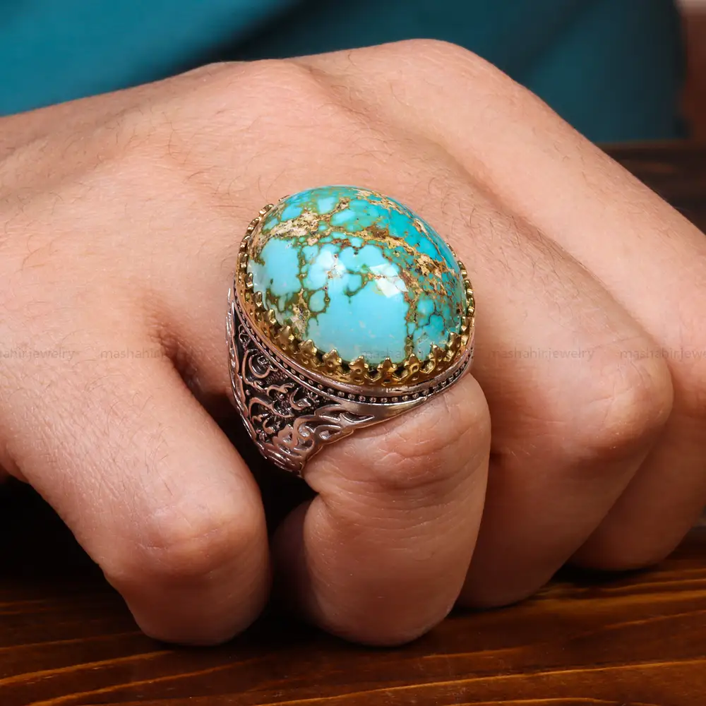 انگشتر فیروزه شجری مردانه کد 18660