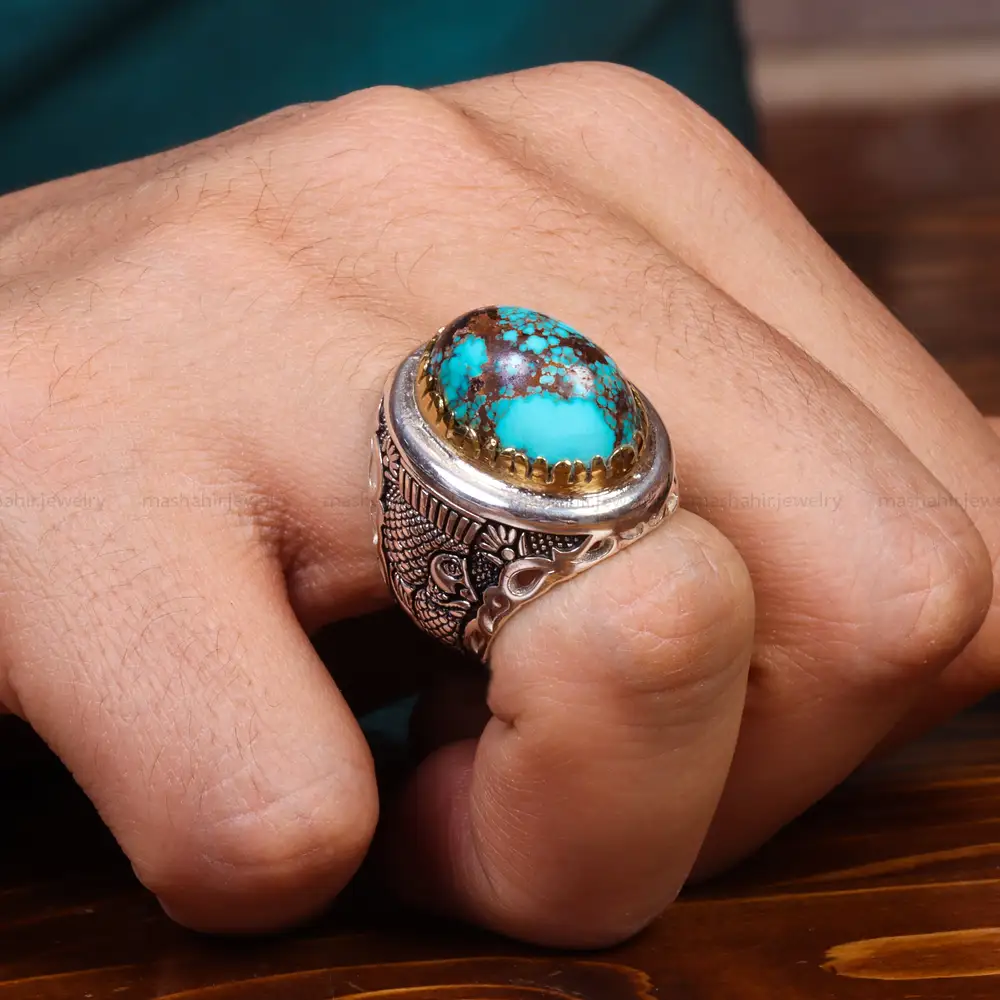 انگشتر فیروزه شجری مردانه کد 18662
