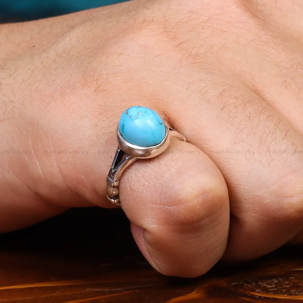 انگشتر فیروزه شجری مردانه کد 18671