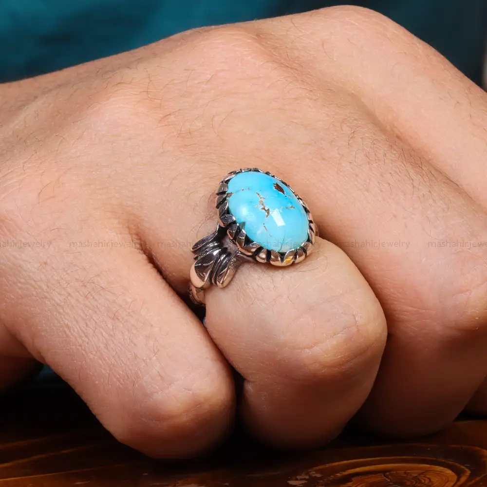 انگشتر فیروزه شجری مردانه کد 18675