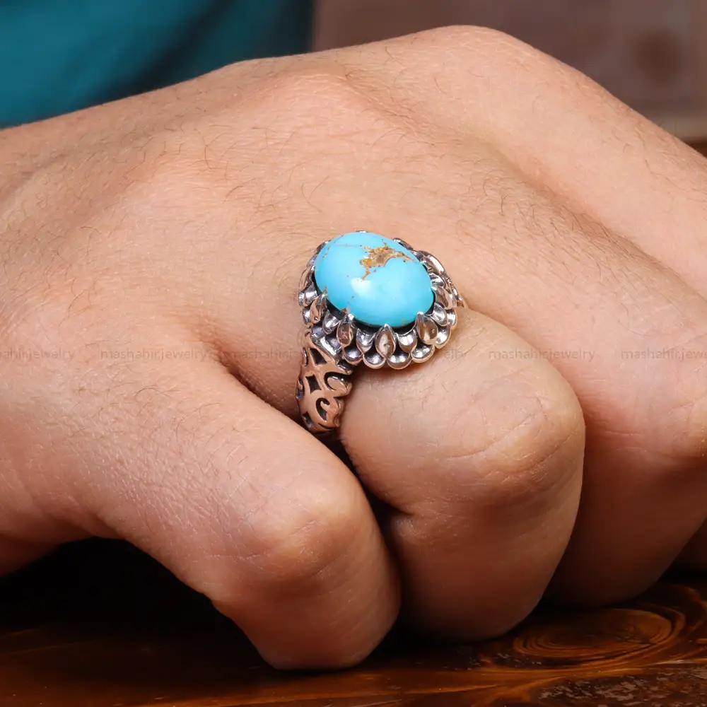 انگشتر فیروزه شجری مردانه کد 18691
