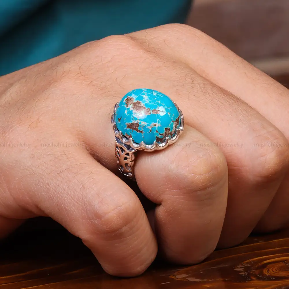انگشتر فیروزه شجری مردانه کد 18695