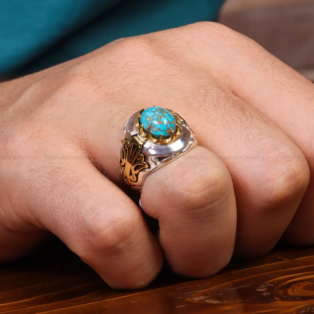 انگشتر فیروزه شجری مردانه کد 18701